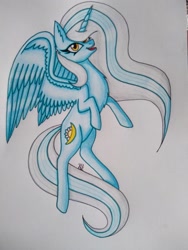 Size: 780x1040 | Tagged: safe, artist:hiroultimate, oc, oc only, oc:fleurbelle, alicorn, pony, alicorn oc, female, golden eyes, mare, traditional art