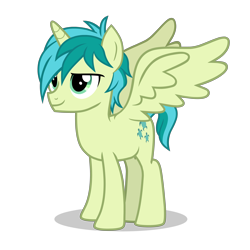 Size: 4000x4000 | Tagged: safe, editor:lyinx, sandbar, alicorn, pony, absurd resolution, alicornified, horn, lidded eyes, male, older, race swap, sandbarlicorn, simple background, smiling, smirk, solo, spread wings, stallion, transparent background, vector, wings