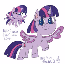 Size: 3000x3000 | Tagged: safe, artist:royalsmurf, artist:smurfettyblue, twilight sparkle, twilight sparkle (alicorn), alicorn, pony, my little pony: pony life, purple text, signature, simple background, style emulation, white background