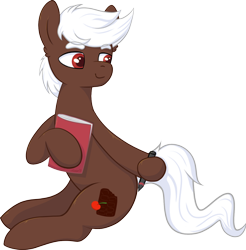 Size: 400x406 | Tagged: safe, artist:hirundoarvensis, oc, oc:cherry cordial, earth pony, pony, male, notebook, pen, solo, stallion