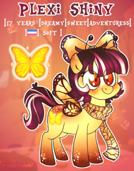 Size: 1308x1680 | Tagged: safe, artist:yojohcookie, oc, butterfly, earth pony, pegasus, pony, cute, female, filly, short, shorthair, soft, solo, specie, yellow