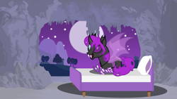 Size: 5575x3136 | Tagged: safe, artist:tsabak, oc, changeling, absurd resolution, bed, changeling oc, clothes, prone, purple changeling, socks, solo, vector