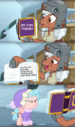 Size: 610x1024 | Tagged: safe, edit, edited screencap, screencap, cozy glow, pegasus, pony, frenemies (episode), angry, book, comic, cozy glow is not amused, cozybetes, cozybuse, cute, duo, exploitable meme, fan theory, female, filly, foal, friendship journal, hat, helmet, implied infidelity, meme, narrowed eyes, rusty bucket, rusty bucket journal meme, screencap comic, scrunchy face, vulgar, winter outfit