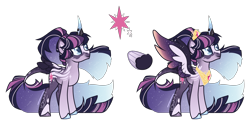 Size: 1920x961 | Tagged: safe, artist:owl-clockwork, twilight sparkle, twilight sparkle (alicorn), alicorn, pony, unicorn, alternate design, colored wings, ethereal mane, multicolored wings, simple background, solo, starry mane, tail feathers, transparent background, wings