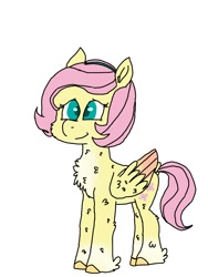 Size: 900x1200 | Tagged: safe, fluttershy, pegasus, pony, alternate hairstyle, cheek fluff, chest fluff, colored pupils, colored wings, unshorn fetlocks, wings