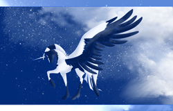 Size: 1600x1021 | Tagged: safe, artist:whitewing1, oc, oc:waking dream, alicorn, pony, cloud, male, night, solo, stallion