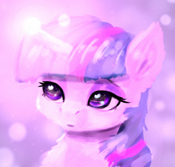 Size: 1054x1006 | Tagged: safe, artist:xbi, twilight sparkle, pony, bust, chest fluff, ear fluff, glowing horn, horn, portrait, solo