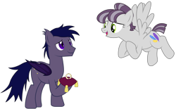 Size: 1134x704 | Tagged: safe, artist:infectedphoenix47, oc, oc:brightstar hunter, oc:virga, bat pony, pegasus, pony, tails of equestria, bat pony oc, female, male, mare, marriage proposal, pegasus oc, ring, stallion, vector, wedding ring