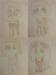 Size: 1112x1496 | Tagged: safe, oc, oc only, oc:lea walker, oc:lexi morris, oc:nia mann, oc:opera blues, earth pony, pony, clothes, dress, female, traditional art