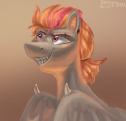 Size: 1130x1080 | Tagged: safe, artist:enderselyatdark, oc, oc only, oc:jeffry himmer, pony, bust, gift art, portrait, simple background, smiling