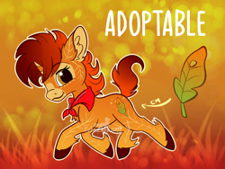 Size: 1024x768 | Tagged: safe, artist:zobaloba, oc, pony, unicorn, adoptable, adopts, advertisement, auction, autumn, commission, cutie mark, leaf, solo, your character here