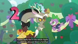 Size: 1920x1080 | Tagged: safe, edit, edited screencap, screencap, discord, spike, dragon, hello pinkie pie, the big mac question, 2, caption, meme, winged spike, youtube caption