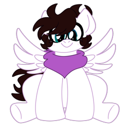 Size: 2000x2000 | Tagged: safe, artist:saveraedae, oc, oc:markpony, pegasus, pony, 2020 community collab, bandana, clothes, cute, derpibooru community collaboration, male, ponified, simple background, sitting, solo, the mark side, transparent background