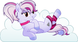 Size: 6630x3599 | Tagged: safe, artist:kopcap94, oc, oc:windbreaker, pegasus, pony, absurd resolution, cloud, crossed hooves, cutie mark, female, leg warmers, mare, simple background, solo, transparent background