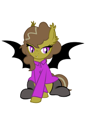 Size: 3000x4363 | Tagged: safe, artist:succubi samus, oc, oc:moon pearl, bat pony, pony, 2020 community collab, bat pony oc, clothes, derpibooru community collaboration, female, looking at you, show accurate, simple background, solo, transparent background, wings