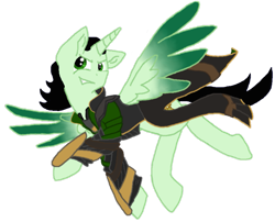 Size: 903x728 | Tagged: safe, alternate version, artist:spqr21, alicorn, pony, fanfic:we remember everything, base used, clothes, crossover, fanfic art, loki, male, ponified, simple background, smiling, smirk, solo, stallion, transparent background