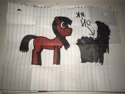 Size: 4032x3024 | Tagged: safe, artist:twentiethbeef, oc, oc only, oc:josie, earth pony, pony, lined paper, marker drawing, photo, solo, traditional art