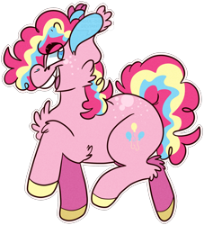 Size: 1280x1408 | Tagged: safe, artist:ghoul--doodle, pinkie pie, earth pony, pony, cheek fluff, chest fluff, ear fluff, rainbow power, simple background, smiling, solo, transparent background