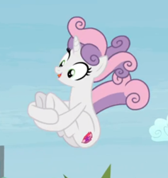 Size: 454x478 | Tagged: safe, screencap, sweetie belle, pony, unicorn, growing up is hard to do, being big is all it takes, cannonball, cropped, cute, diasweetes, falling, older, older sweetie belle, smiling, solo