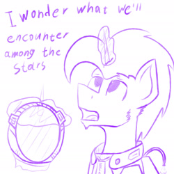 Size: 1920x1920 | Tagged: safe, artist:valthonis, oc, oc only, oc:valthonis, pony, unicorn, looking up, male, solo, spacesuit