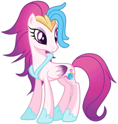 Size: 873x916 | Tagged: safe, artist:frappuccino-unicorn, queen novo, pegasus, pony, my little pony: the movie, beautiful, eyeshadow, female, folded wings, hoof shoes, makeup, mare, ponified, smiling, solo, species swap, wings