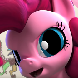 Size: 705x706 | Tagged: safe, screencap, pinkie pie, earth pony, pony, hello pinkie pie, 3d, animation error, cropped, official, youtube