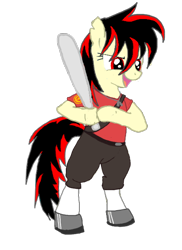 Size: 420x577 | Tagged: safe, artist:nullpony-exception, oc, oc:raven fear, baseball bat, crossover, red scout, scout uniform, simple background, solo, team fortress 2, transparent background