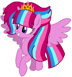 Size: 889x955 | Tagged: safe, artist:徐詩珮, oc, oc:bubble sparkle, alicorn, pony, alicorn oc, alternate universe, base used, crown, cute, female, flying, jewelry, magical lesbian spawn, mare, multiple parents, next generation, offspring, parent:glitter drops, parent:spring rain, parent:tempest shadow, parent:twilight sparkle, parents:glittershadow, parents:sprglitemplight, parents:springdrops, parents:springshadow, parents:springshadowdrops, regalia, simple background, transparent background