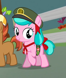 Size: 323x381 | Tagged: safe, edit, edited screencap, screencap, aquamarine, button mash, liquid button, pony, crusaders of the lost mark, aquabetes, aquamarine wears everything, cropped, female, filly, filly guides, scout, solo focus