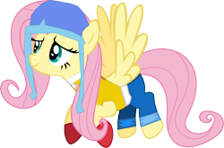 Size: 5728x3778 | Tagged: safe, editor:crisx284, fluttershy, pegasus, pony, digimon, digimon adventure, feminism, simple background, sleeveless, solo, sora takenouchi, transparent background