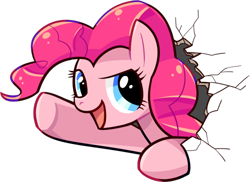 Size: 500x364 | Tagged: safe, artist:awbt, pinkie pie, earth pony, pony, bust, cute, diapinkes, female, fourth wall, mare, open mouth, portrait, simple background, solo, transparent background
