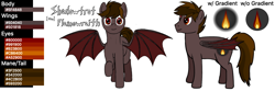 Size: 1200x400 | Tagged: safe, artist:caucow, oc, oc only, oc:shadowtrot flamewraith, pegasus, pony, male, reference sheet, solo, stallion