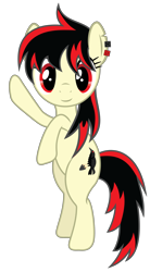 Size: 3217x5834 | Tagged: safe, artist:really-unimportant, oc, oc:raven fear, pony, hello, simple background, solo, transparent background, waving