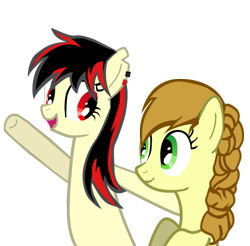 Size: 781x768 | Tagged: safe, artist:jenniethepoorfilly, oc, oc:lassie jack, oc:raven fear, pony, best friends, happy, simple background, solo, transparent background