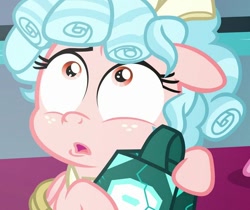 Size: 853x718 | Tagged: safe, screencap, cozy glow, pegasus, pony, the ending of the end, bell, cozy glow is best facemaker, cropped, grogar's bell