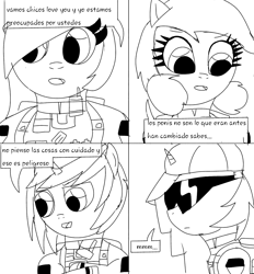 Size: 1127x1214 | Tagged: safe, artist:tuxrap, oc, pony, comic:unnamed tuxrap comic, comic, lineart, monochrome, spanish, translation request