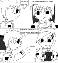 Size: 1127x1214 | Tagged: safe, artist:tuxrap, oc, pony, comic:unnamed tuxrap comic, comic, lineart, monochrome, spanish, translation request