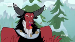 Size: 1600x900 | Tagged: safe, screencap, lord tirek, centaur, frenemies (episode), coughing, dirt, discovery family logo, eyes closed, male, nose piercing, nose ring, outdoors, piercing, solo, tongue out