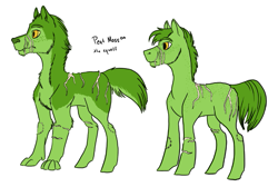 Size: 747x501 | Tagged: safe, artist:phobicalbino, oc, oc only, oc:peat moss, earth pony, hengstwolf, pony, werewolf, bite mark, male, scar, simple background, solo, stallion, white background