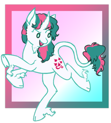 Size: 618x684 | Tagged: safe, artist:galioluvr, gusty, gusty the great, classical unicorn, pony, unicorn, cloven hooves, curved horn, gradient background, horn, leonine tail, simple background, solo, transparent background, unshorn fetlocks