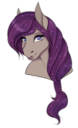 Size: 1545x2545 | Tagged: safe, artist:caff, oc, oc only, oc:heavenly dusk, horse, pony, ethereal mane, female, galaxy mane, head shot, simple background, solo, transparent background