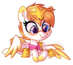 Size: 698x627 | Tagged: safe, artist:sonnatora, oc, bird, pegasus, pony, chibi, glasses, solo