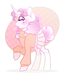 Size: 2300x2650 | Tagged: safe, artist:bubaiuv, oc, oc only, oc:tickled pink, pony, unicorn, clothes, cute, female, mare, pleated skirt, simple background, skirt, socks, solo, sweater, transparent background