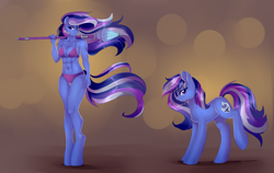 Size: 3000x1900 | Tagged: safe, artist:xjenn9, oc, oc:irony, anthro, earth pony, pony, abs, anthro with ponies, breasts, female, mare, solo