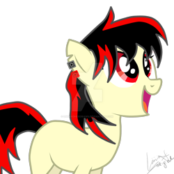 Size: 894x894 | Tagged: safe, artist:luuandherdraws, oc, oc:raven fear, pony, deviantart watermark, gasp, happy, missing cutie mark, obtrusive watermark, oh my, oh my gosh, signature, solo, vector, watermark