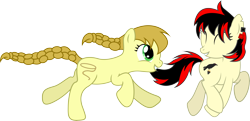 Size: 9831x4756 | Tagged: safe, artist:shadyhorseman, oc, oc:lassie jack, oc:raven fear, pony, absurd resolution, having fun, high res, racing, running, vector