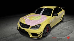 Size: 900x507 | Tagged: safe, fluttershy, pegasus, pony, c63 amg black series, car, female, forza motorsport 4, game screencap, itasha, mare, mercedes c63, mercedes-benz, race, video game