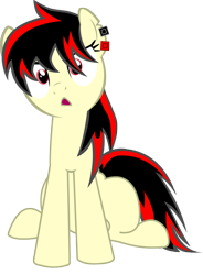 Size: 2353x3200 | Tagged: safe, artist:maxis122, oc, oc:raven fear, pony, front view, huh, simple background, sitting, solo, transparent background, trottingham, vector