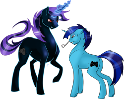 Size: 965x768 | Tagged: safe, artist:dragonademetal, oc, oc:dial liyon, oc:nightmare liyon, pony, unicorn, magic, male, simple background, transparent background