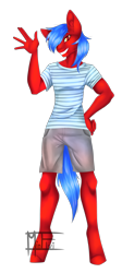 Size: 1596x3558 | Tagged: safe, artist:minelvi, oc, oc only, anthro, earth pony, clothes, earth pony oc, looking at you, male, simple background, smiling, stallion, transparent background, waving